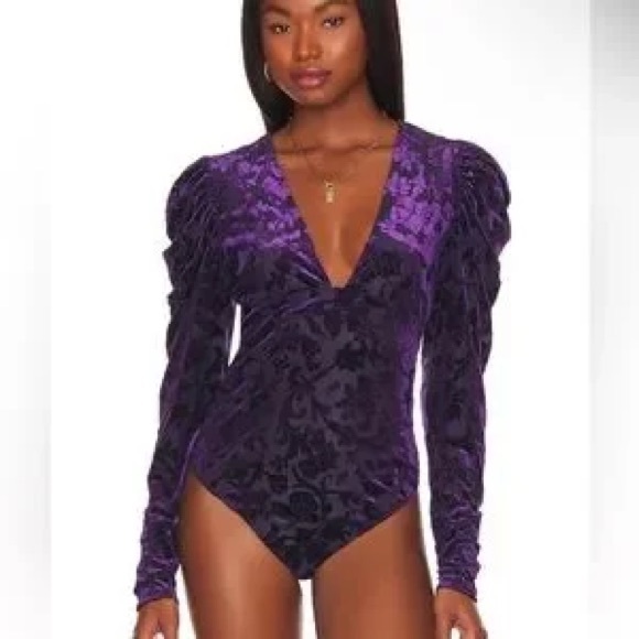 Free People Intimately Magic Hour Velvet Burnout Bodysuit - Picture 4 of 9